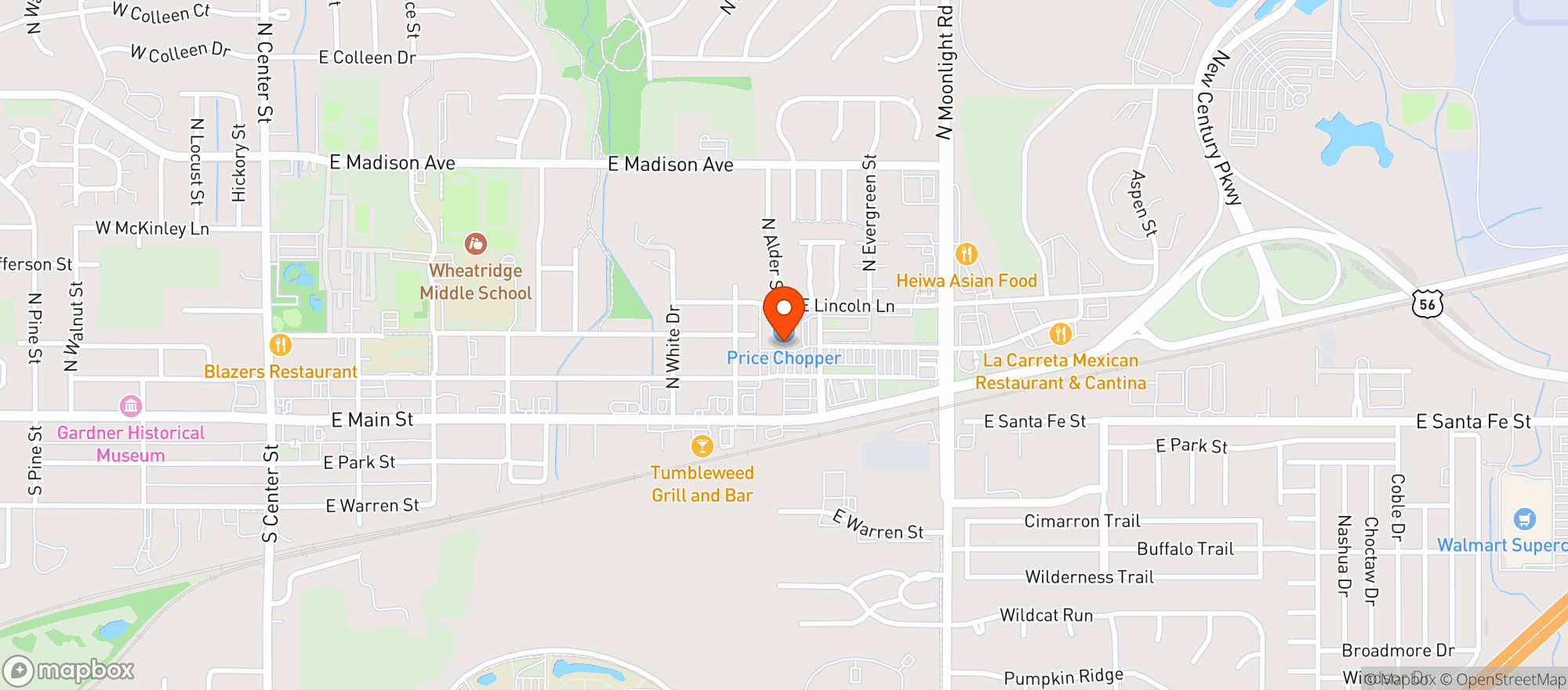 Map showing Price Chopper