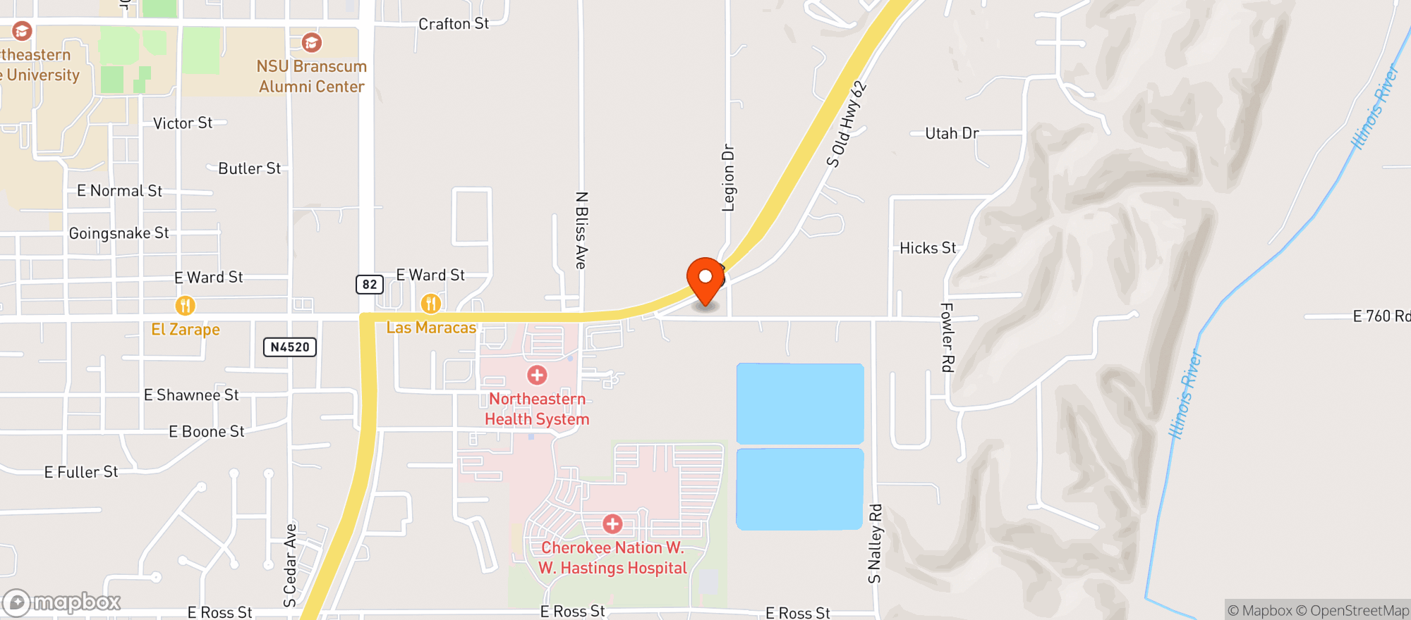 Map showing Riverside Liquor