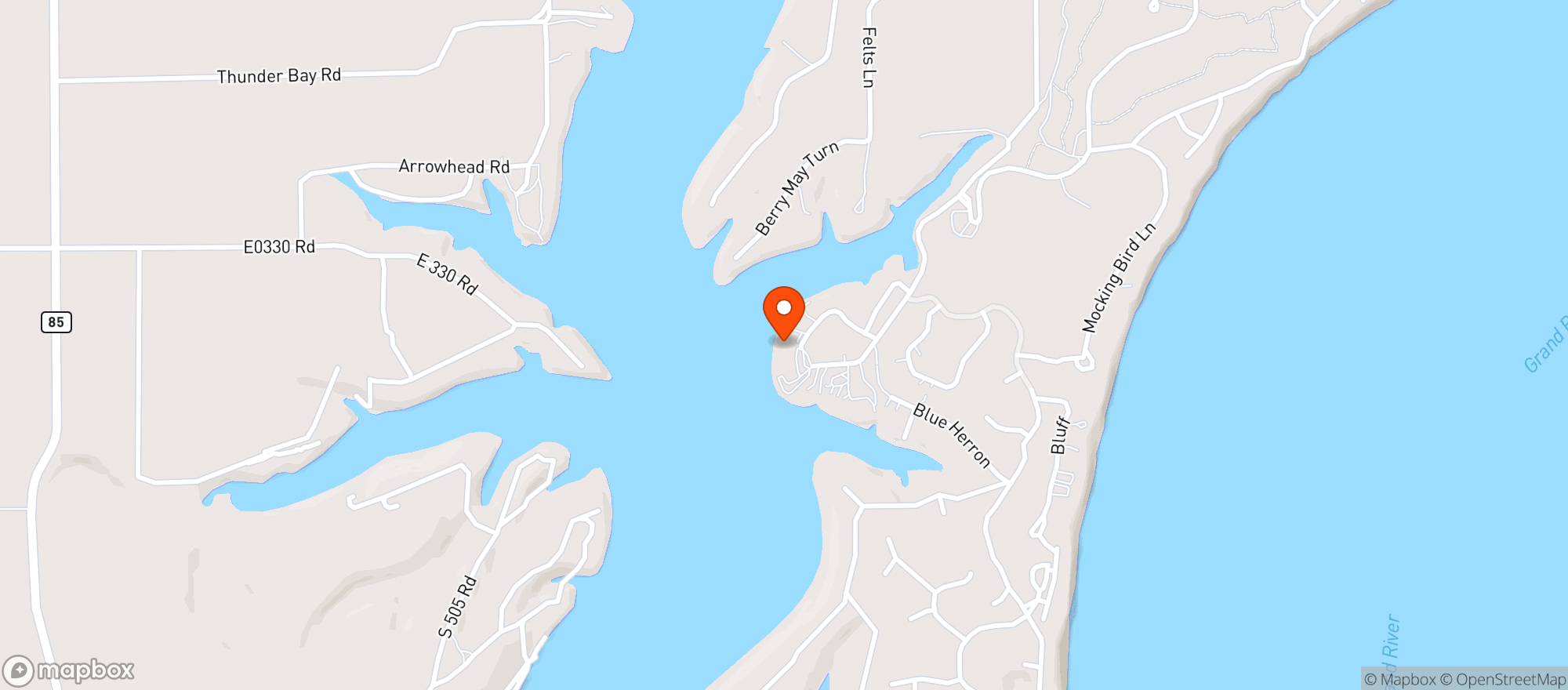 Map showing Cherokee Yacht Club