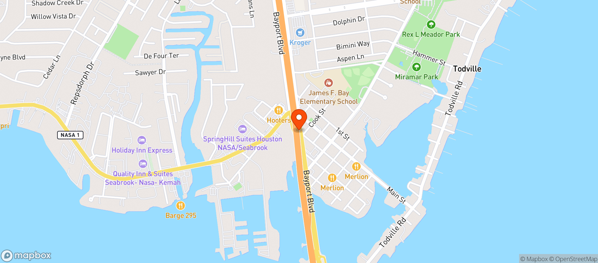 Map showing Tookies Restaurant