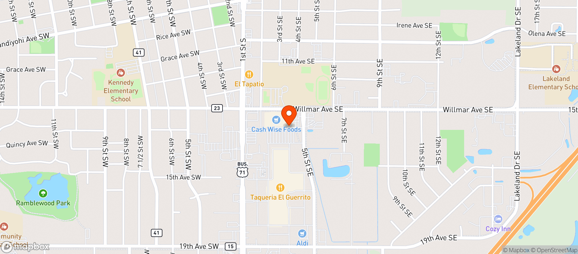 Map showing CASHWISE #7032 LIQ BEER