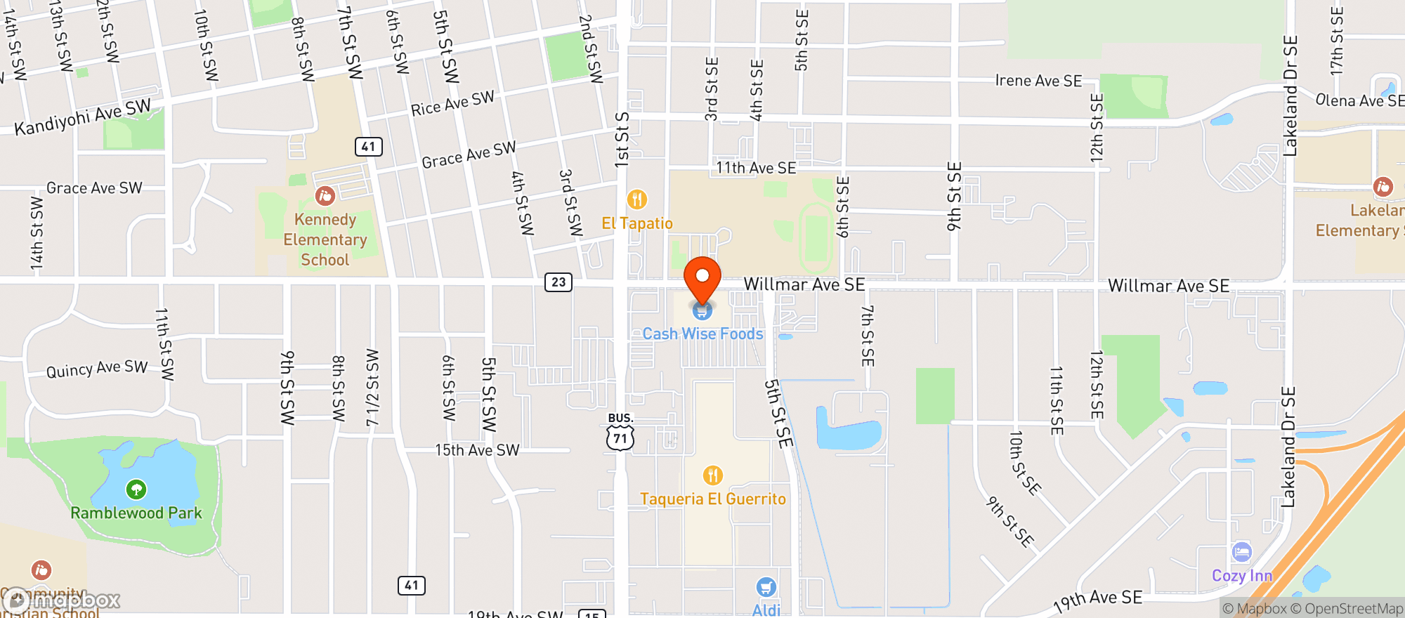 Map showing Cash Wise #7032 Liq Beer