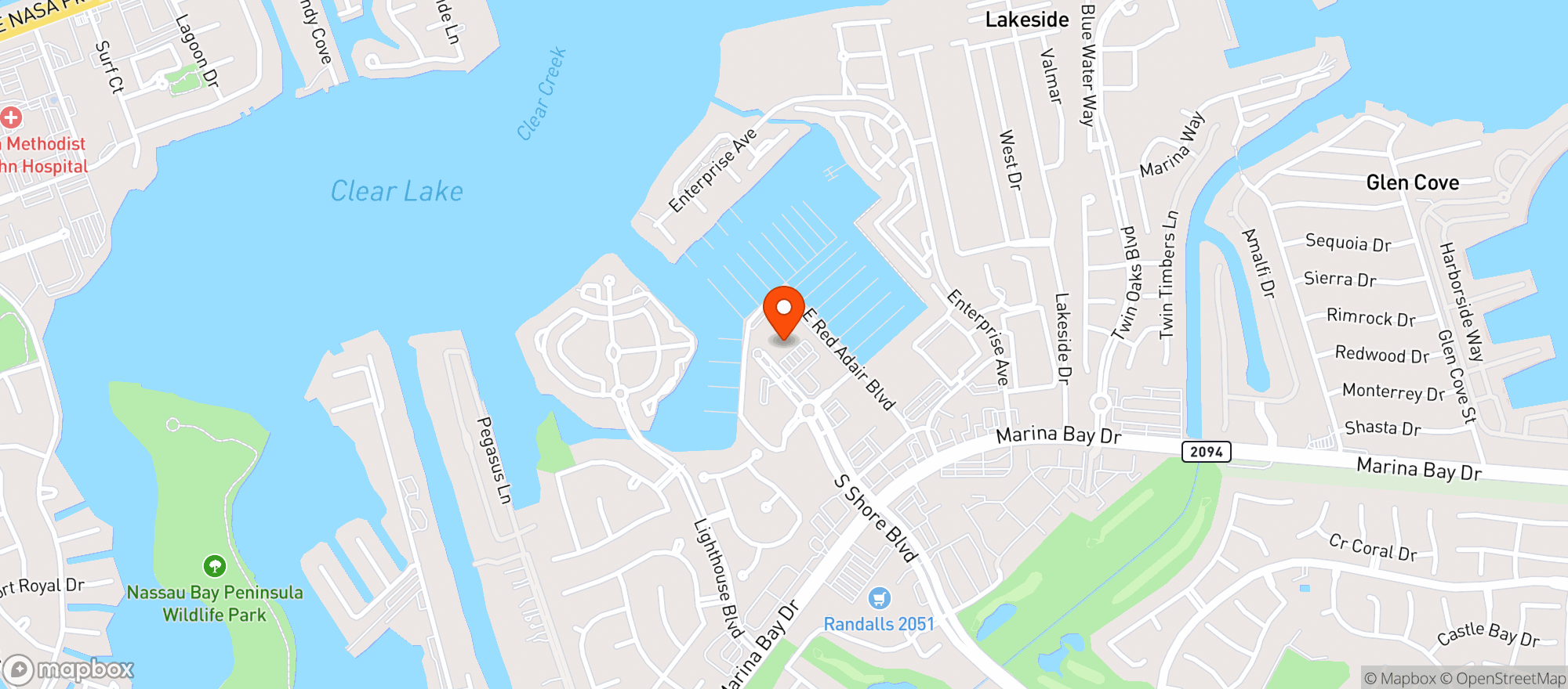 Map showing South Shore Harbor Resort