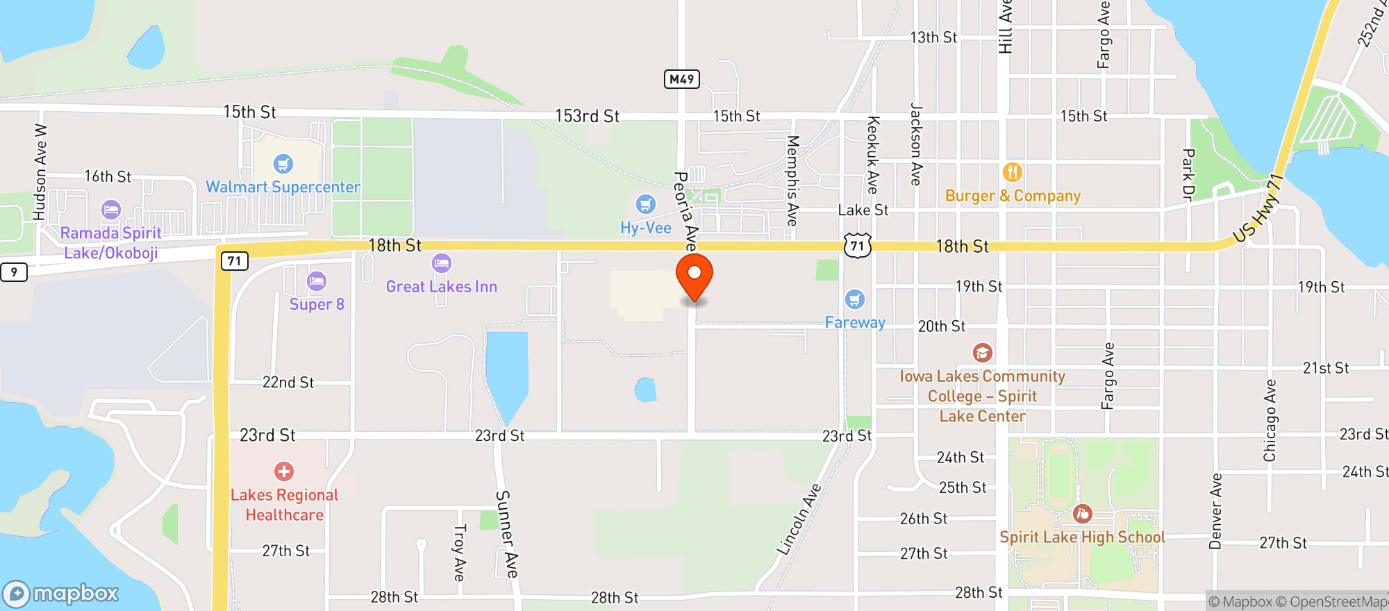 Map showing Hy Vee Wine & Spirits