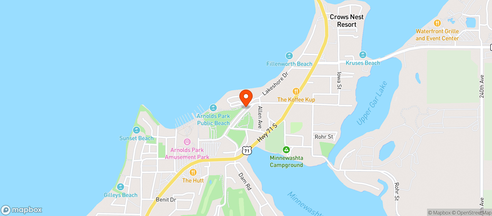 Map showing CAPTAINS GETAWAY