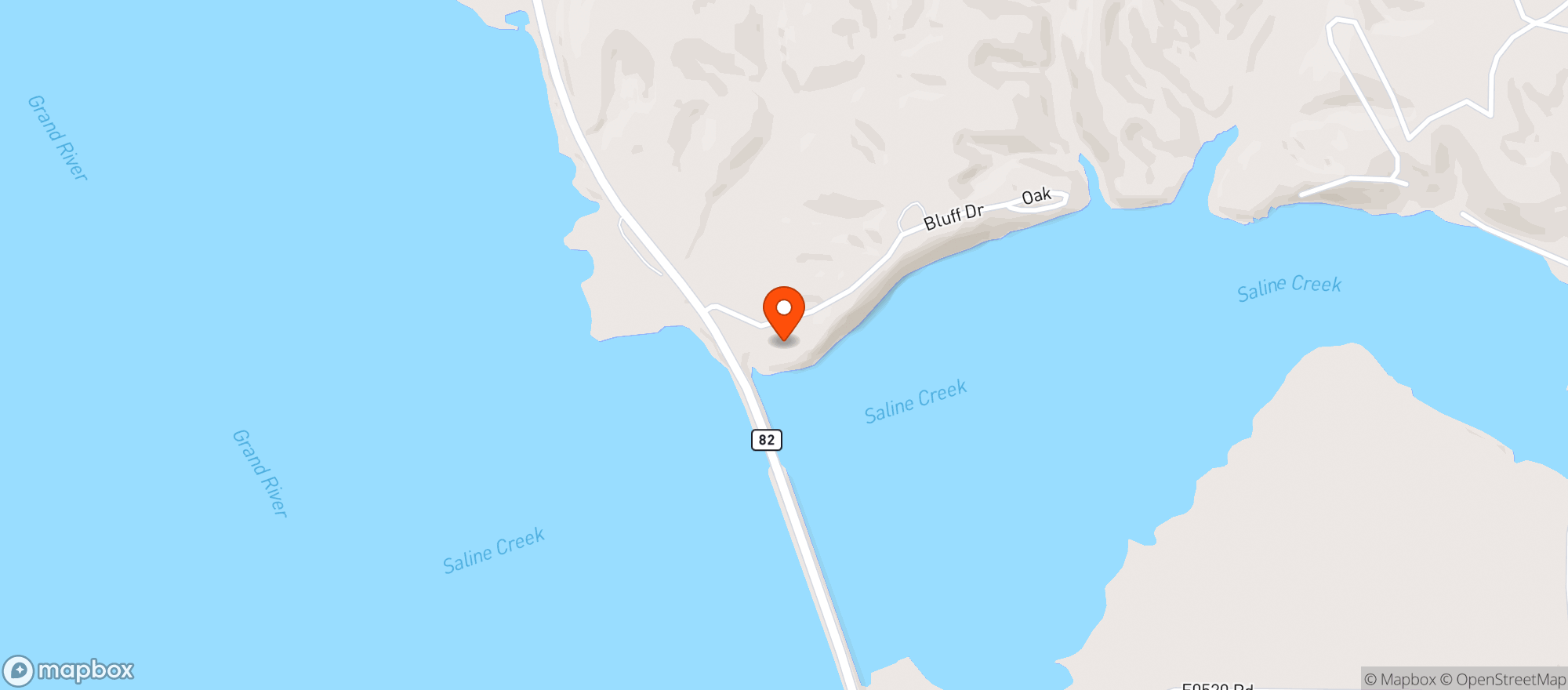 Map showing Big Bluff Inc