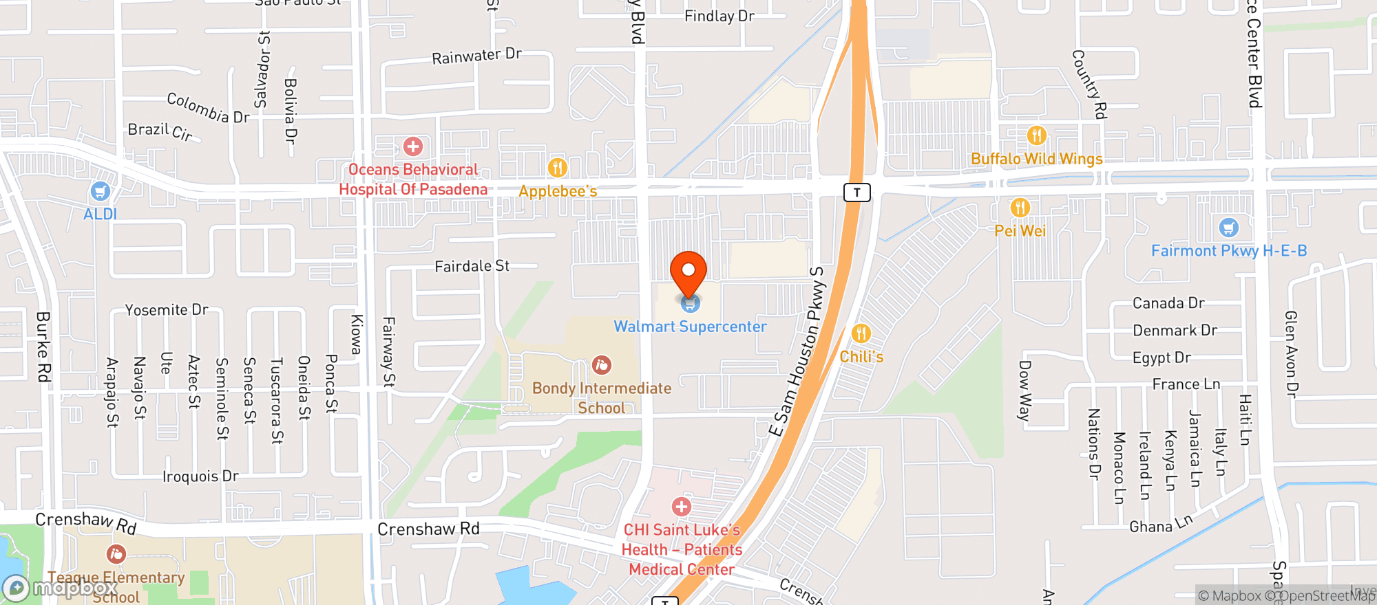 Map showing TOTAL WINE & MORE - PASADENA