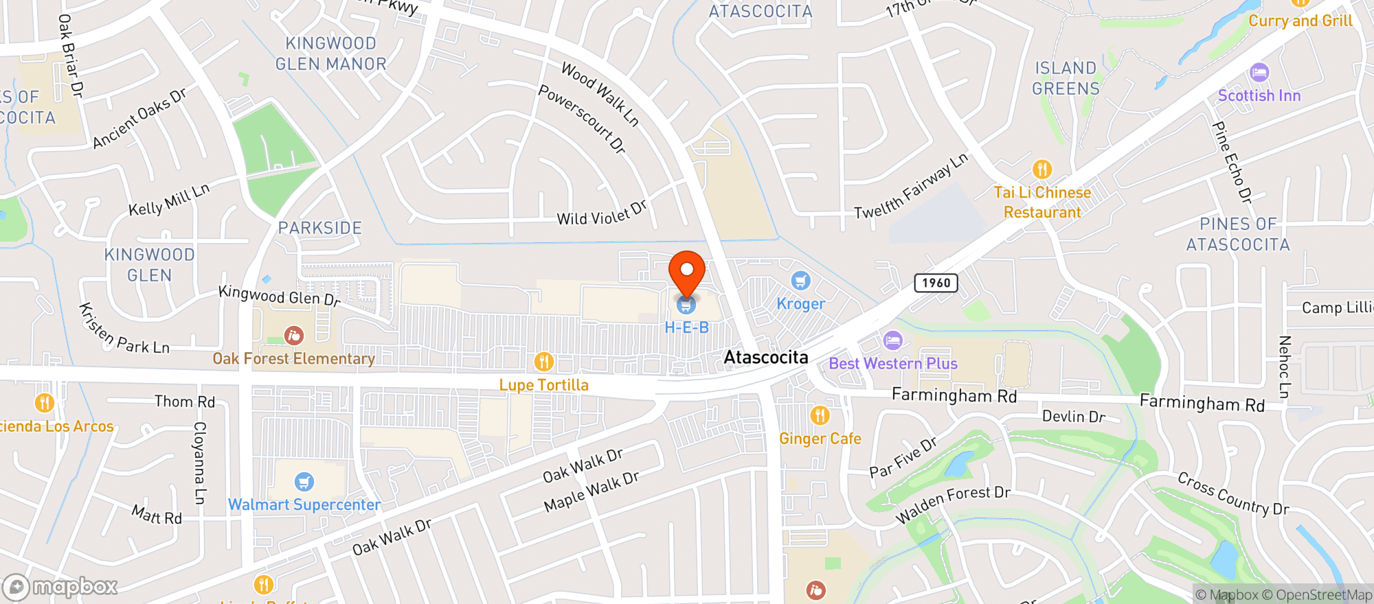 Map showing Heb Food Store