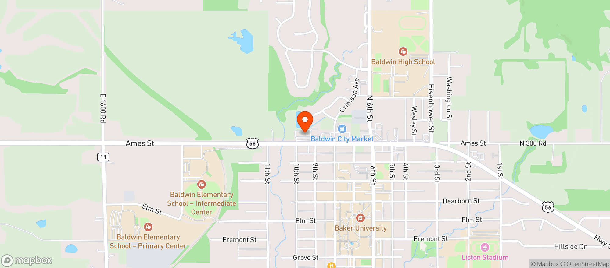 Map showing Double A Liquors