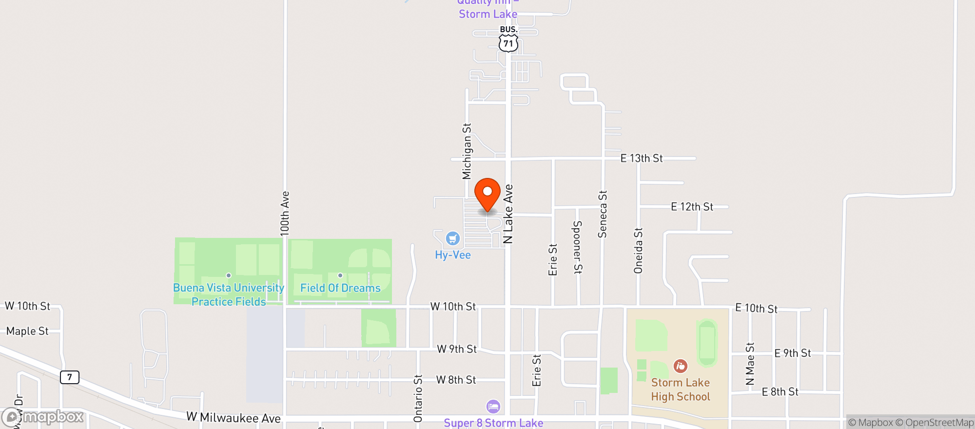 Map showing Hy Vee Food Store