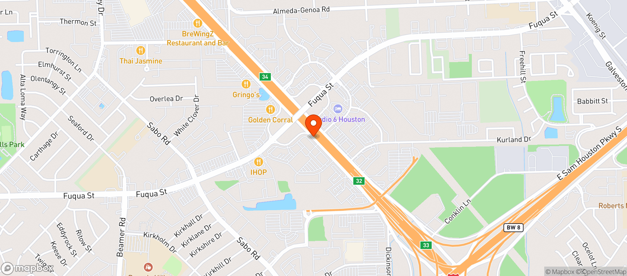 Map showing Bayou City Wings