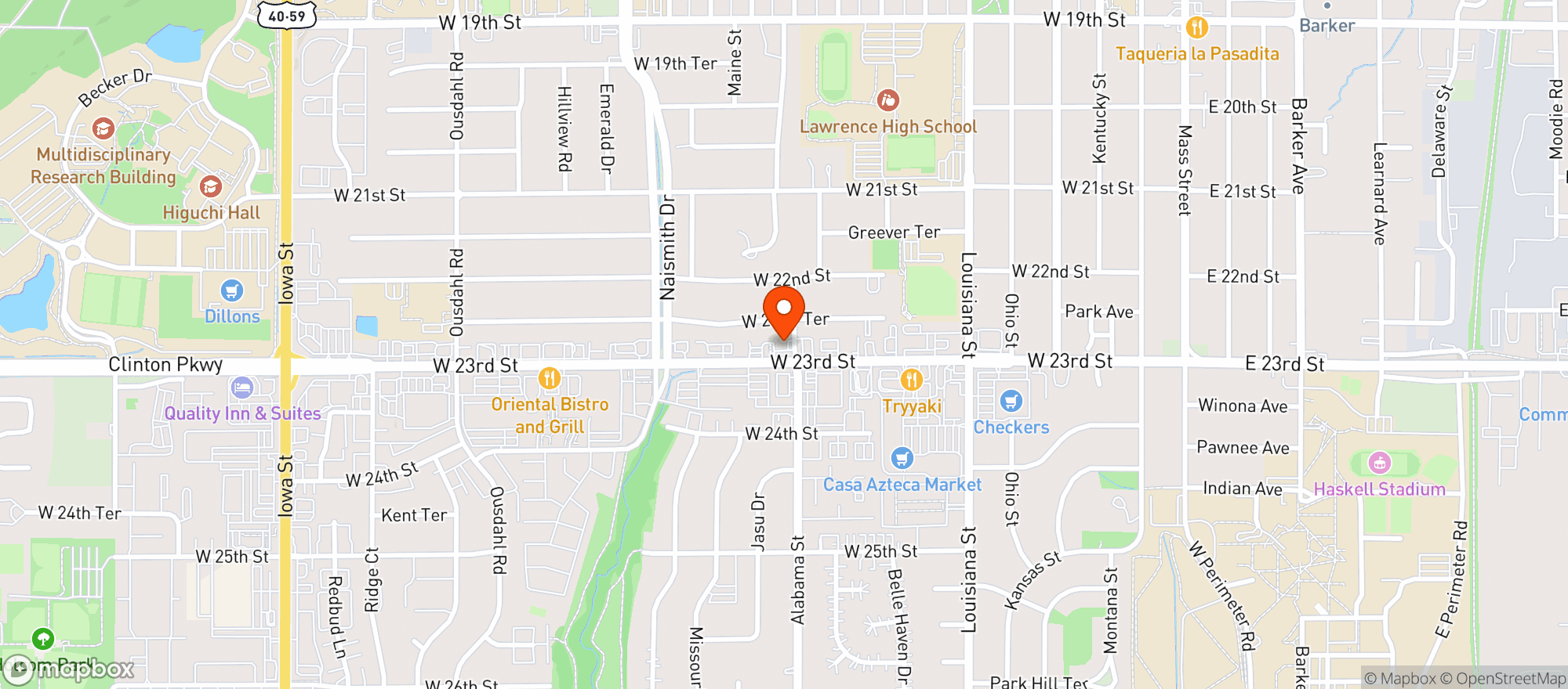 Map showing Wild Side Smoke Shop - Lawrence - Lr2