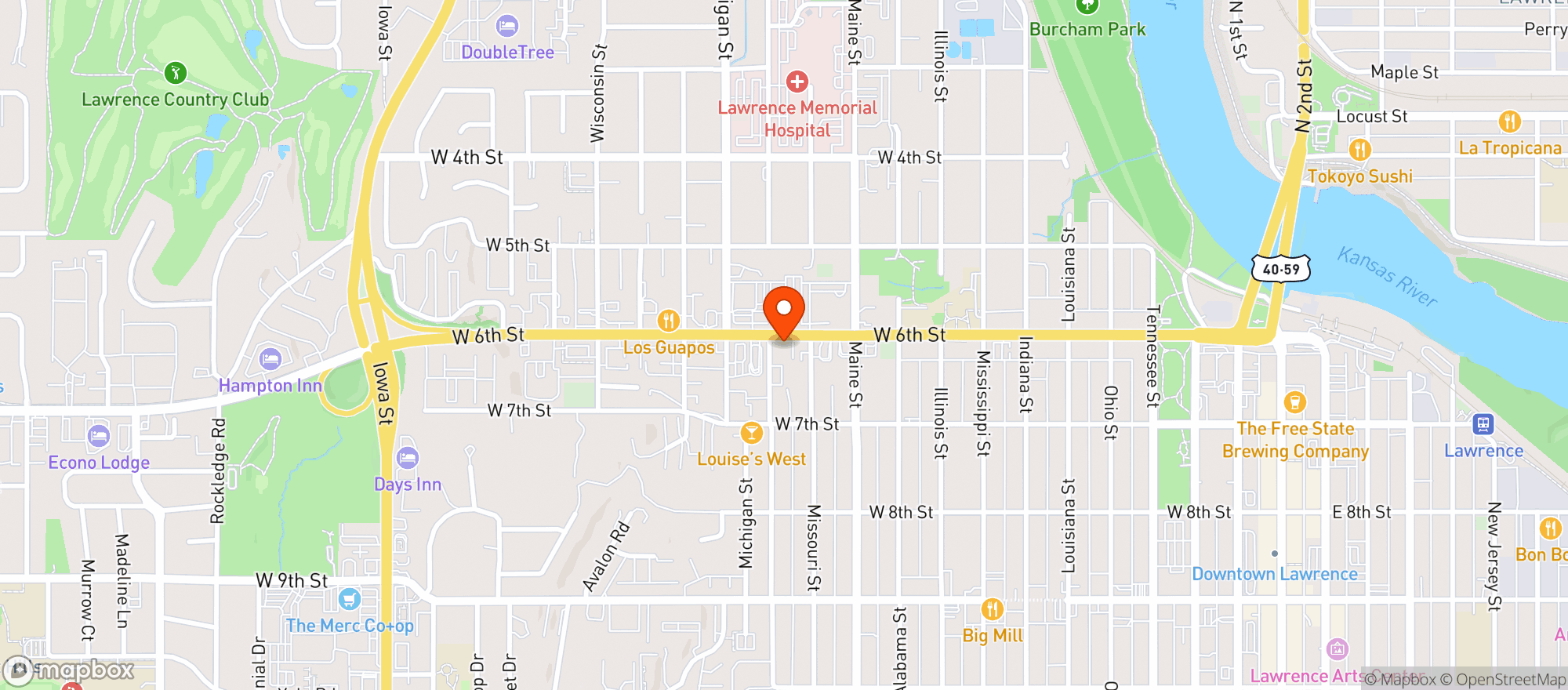 Map showing Kansas Crown Discount Liquor