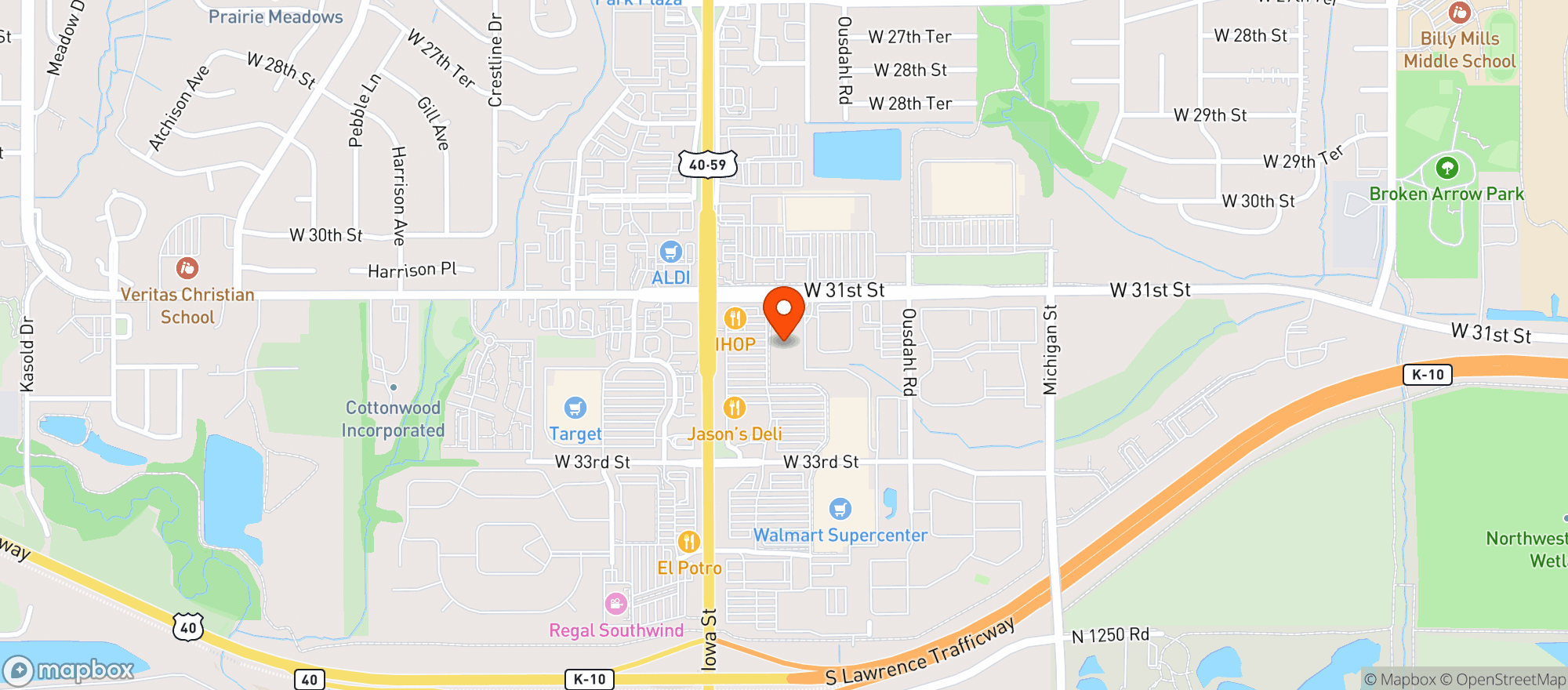 Map showing World Market Lawrence