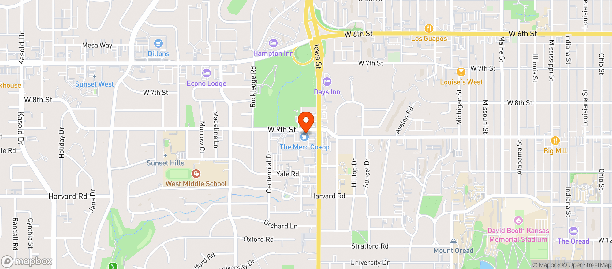 Map showing The Merc Co-Op Lawrence