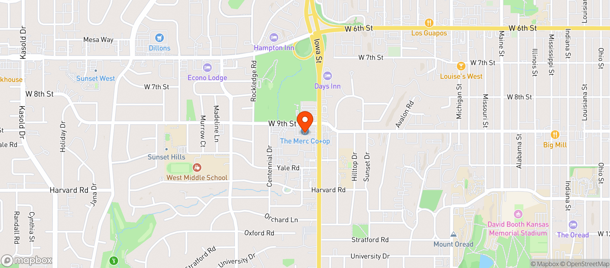 Map showing Happy Hour