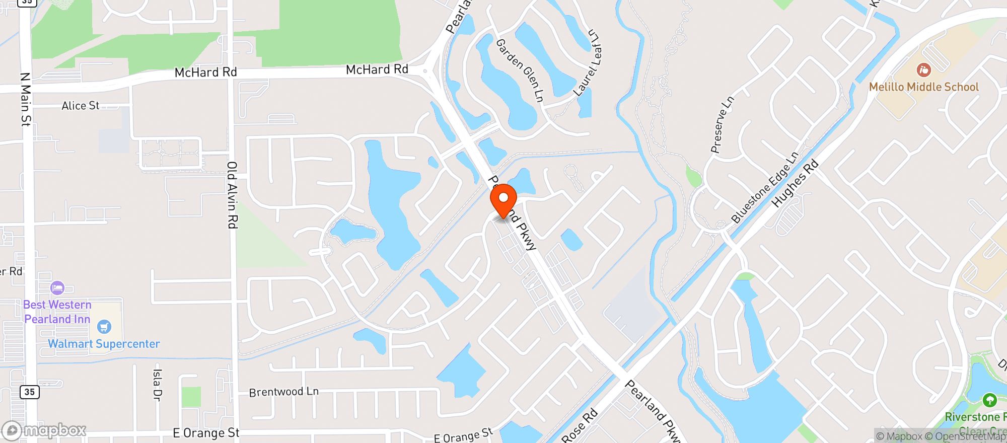 Map showing Pearland Express