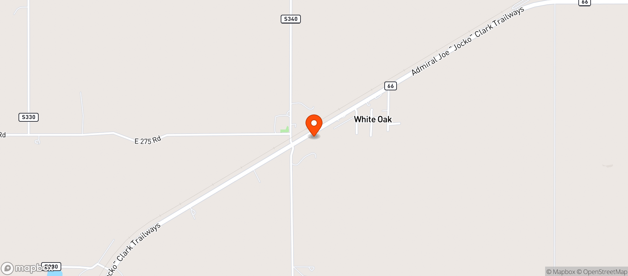 Map showing The Oak Bar And Grill