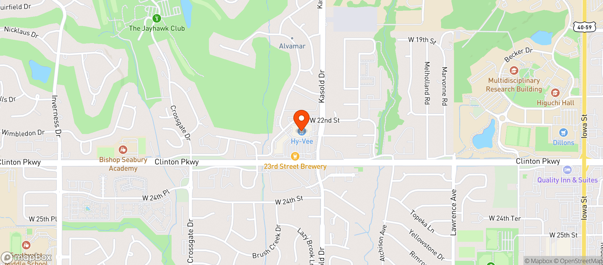 Map showing Hy Vee Food Store #1377
