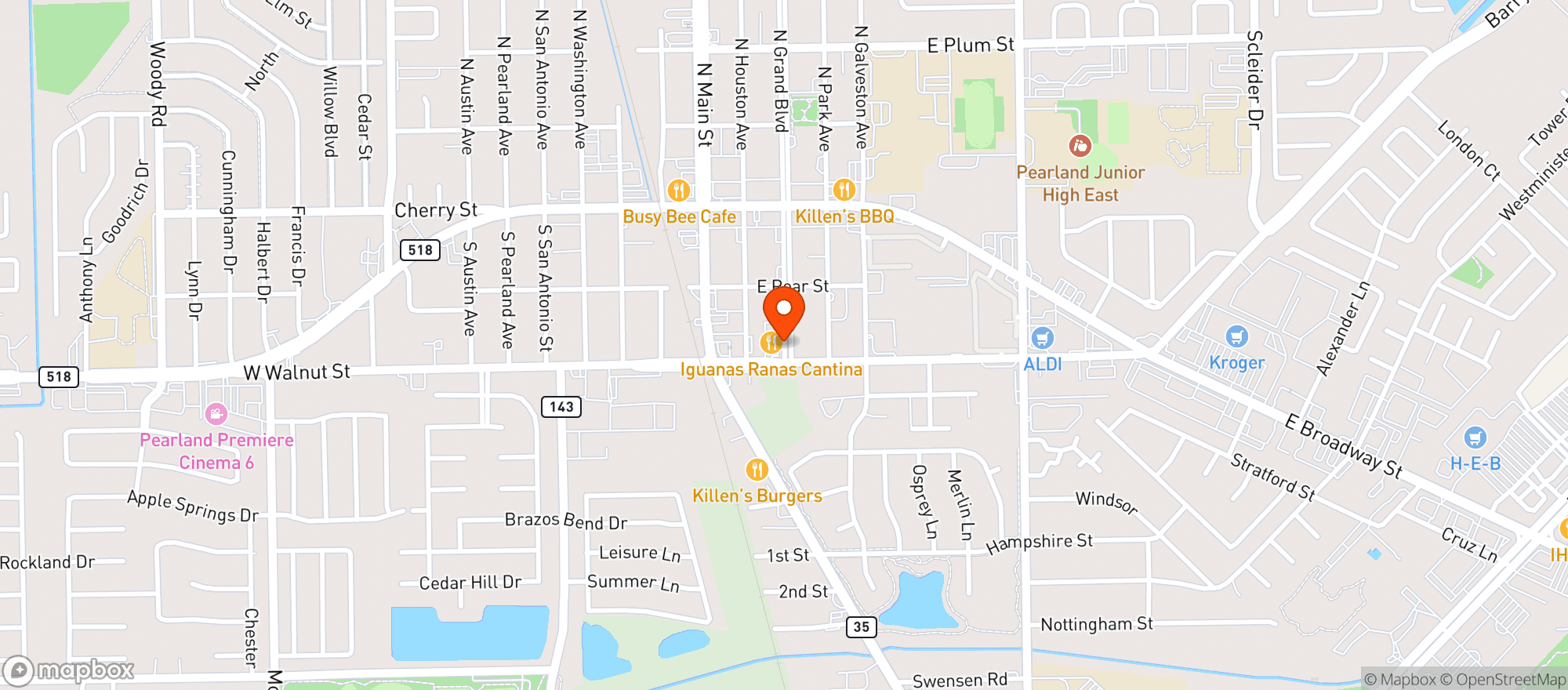 Map showing IGUANAS RANAS PEARLAND