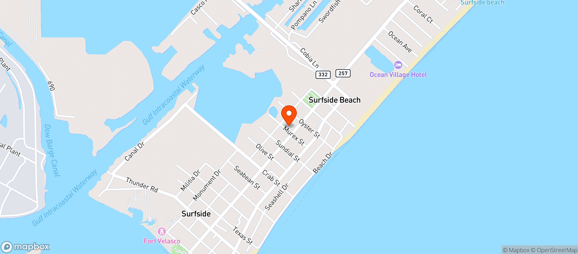 Map showing Surfside Surf Station