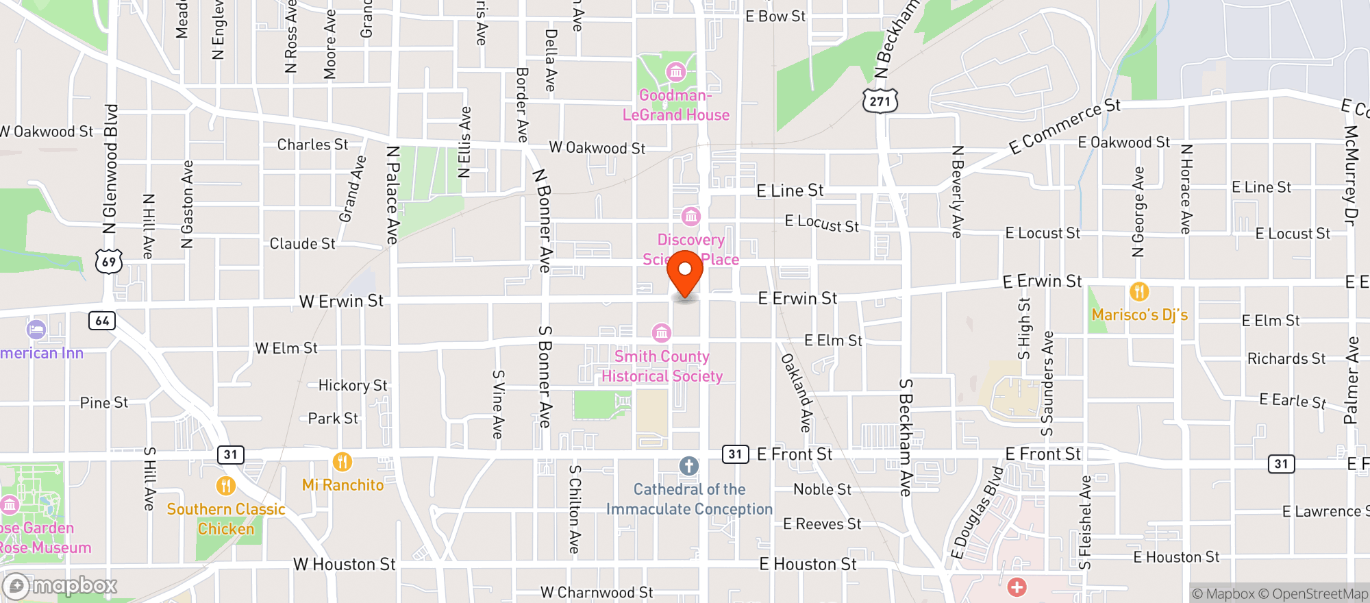 Map showing Ricks On The Square