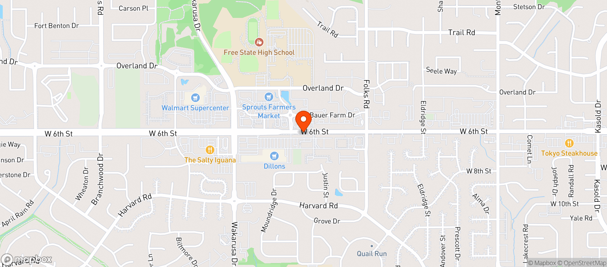 Map showing CBD of Lawrence