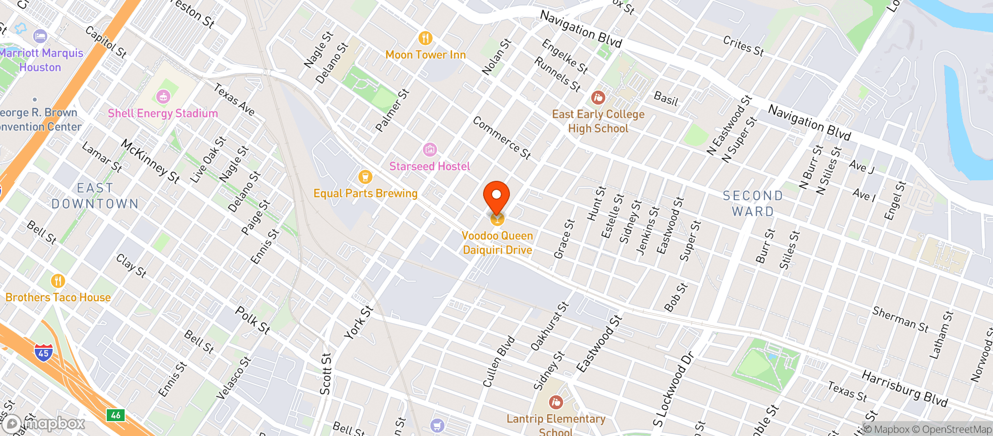 Map showing Voodoo Queen