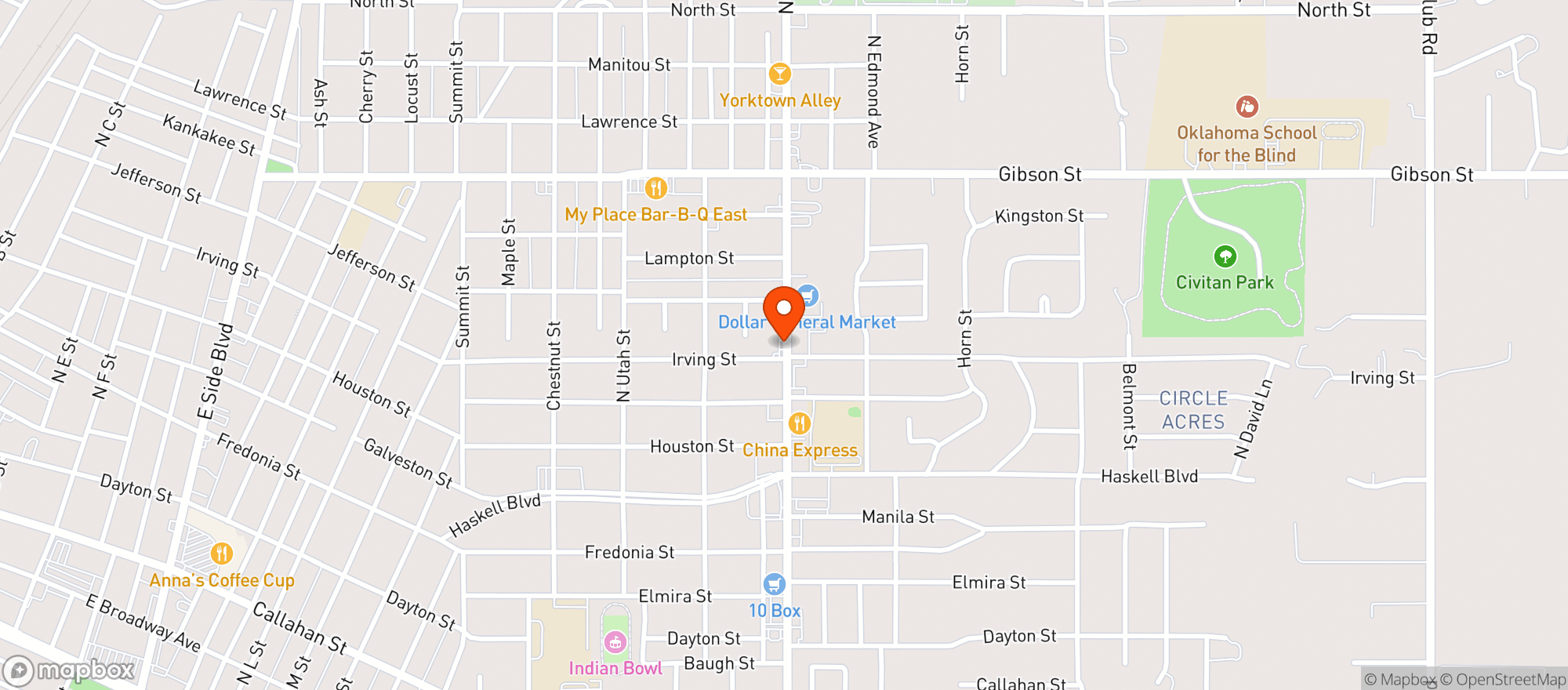 Map showing USA LIQUOR & WINE CELLAR