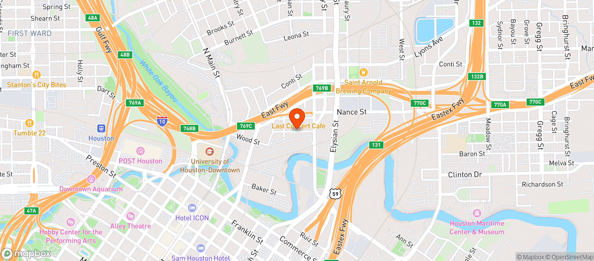 Map showing Black's Bodega