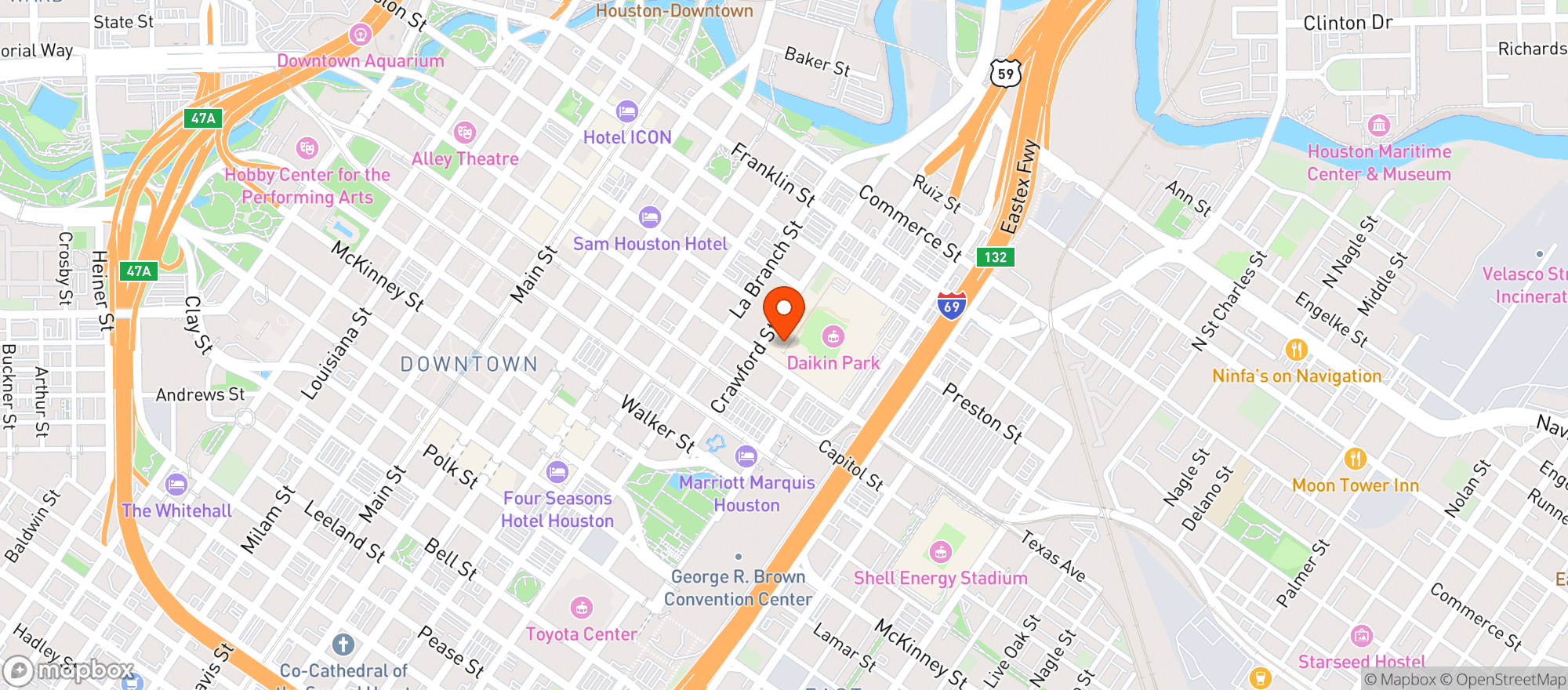 Map showing Aramark Daikin Park