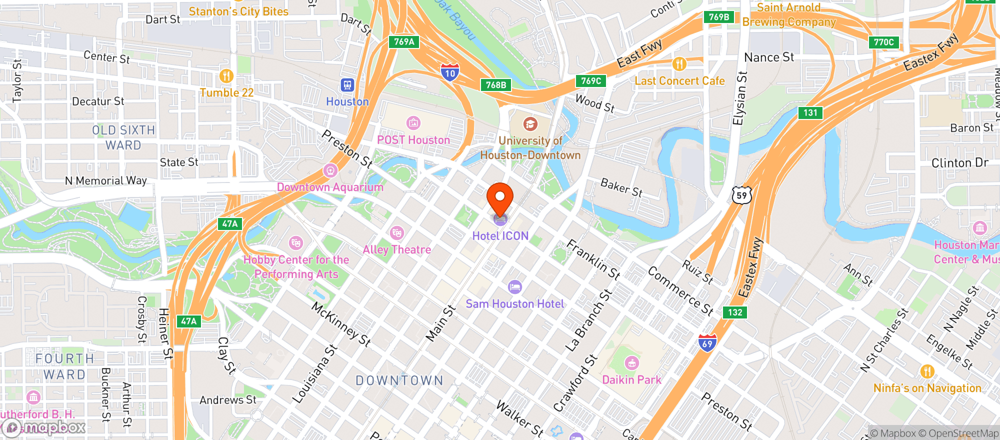 Map showing Hotel Icon