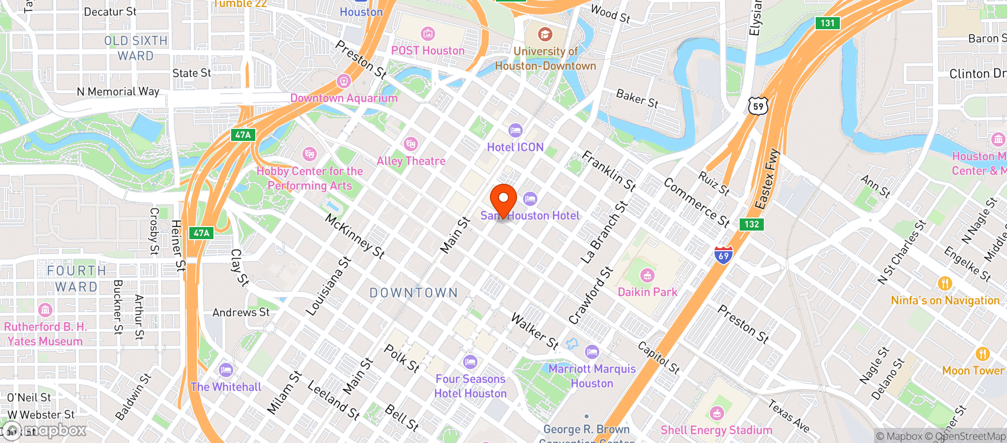 Map showing Magnolia Hotel