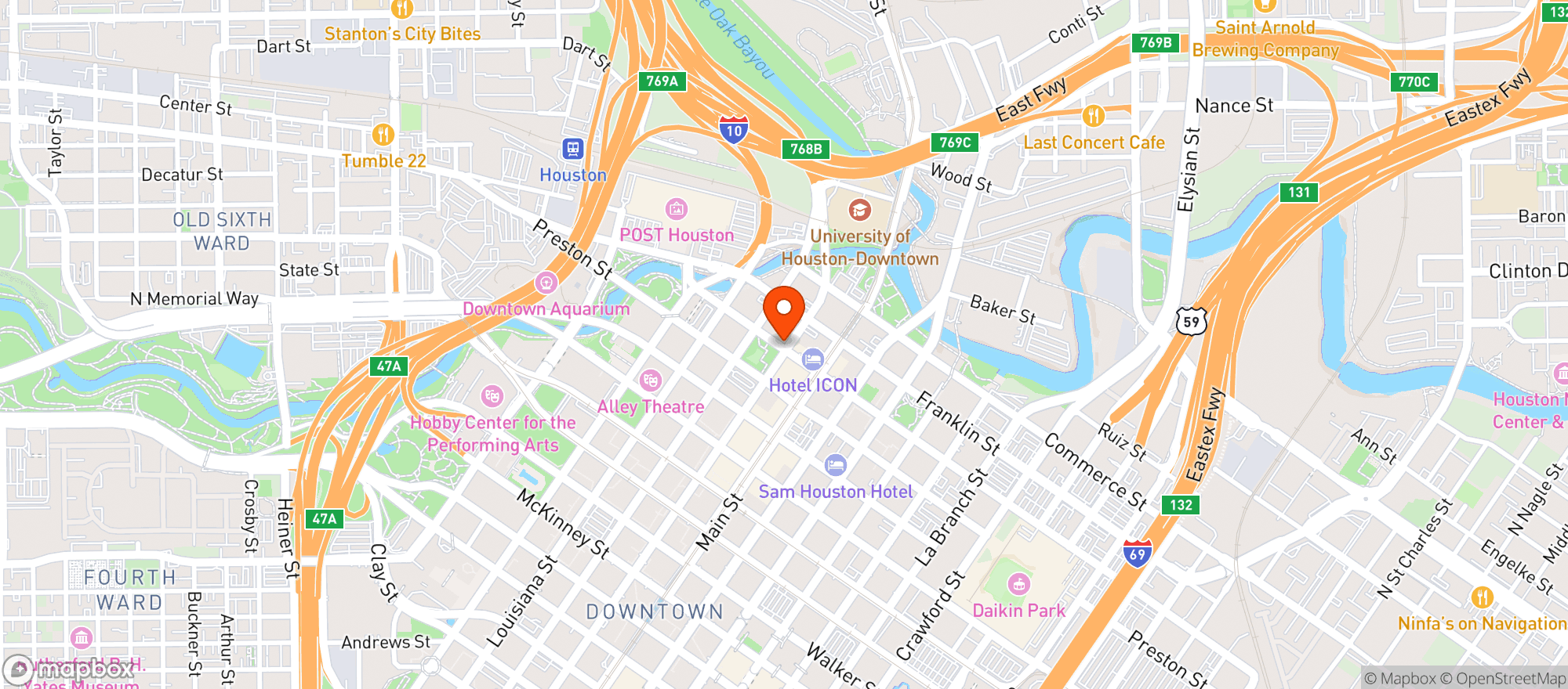 Map showing La Carafe