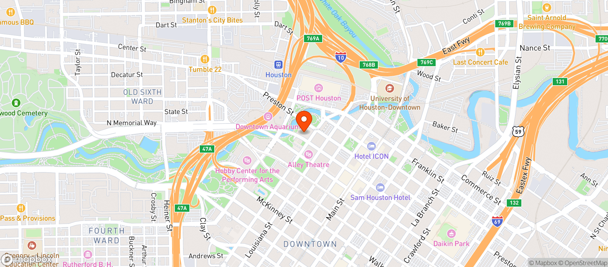 Map showing Wortham Theater Center