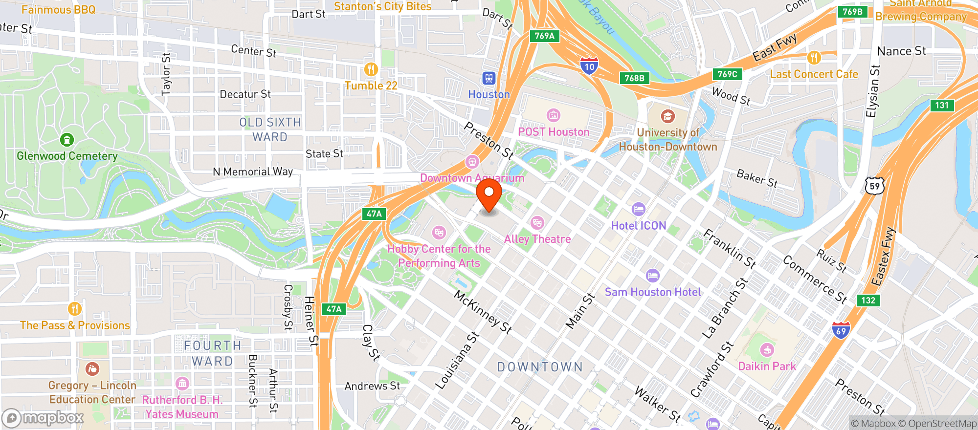 Map showing Dls Event At Bayou Place