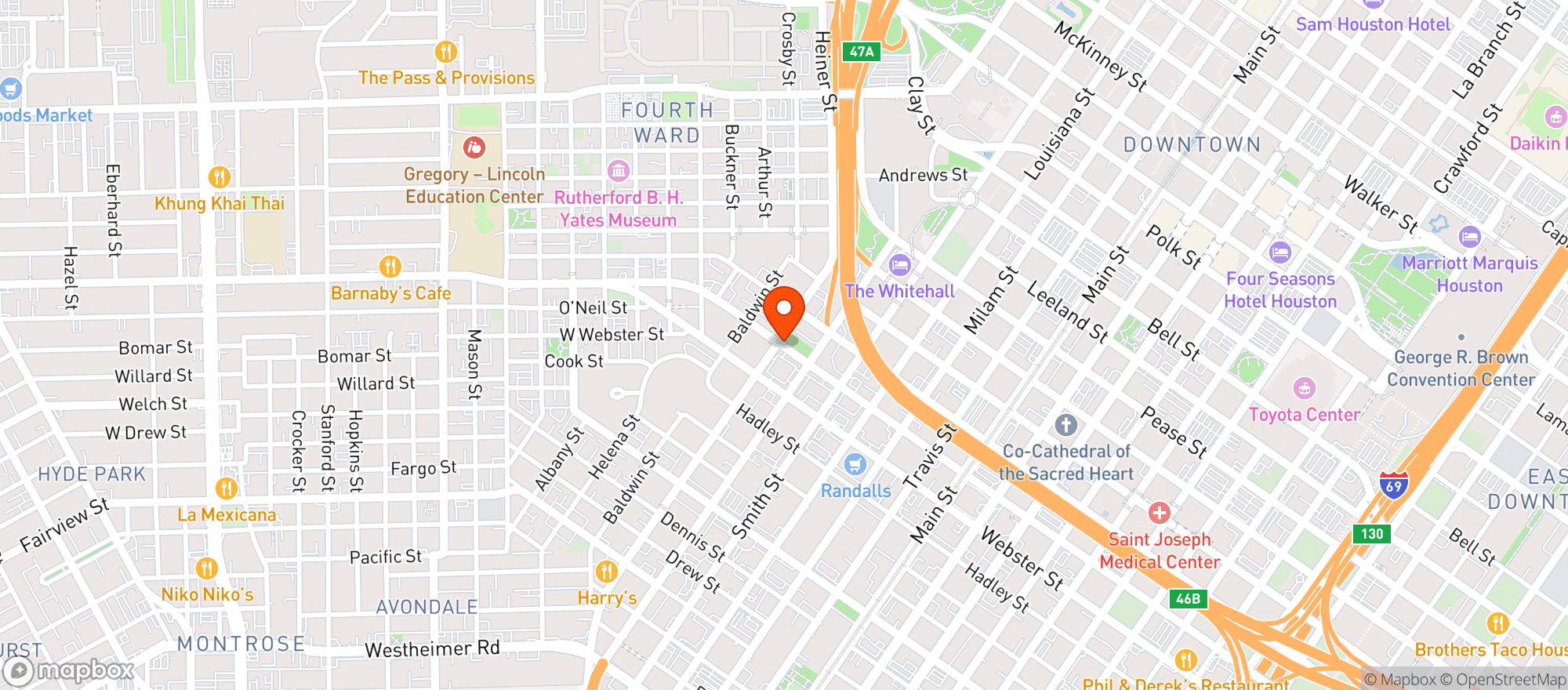 Map showing La Calle Tacos & Tequila