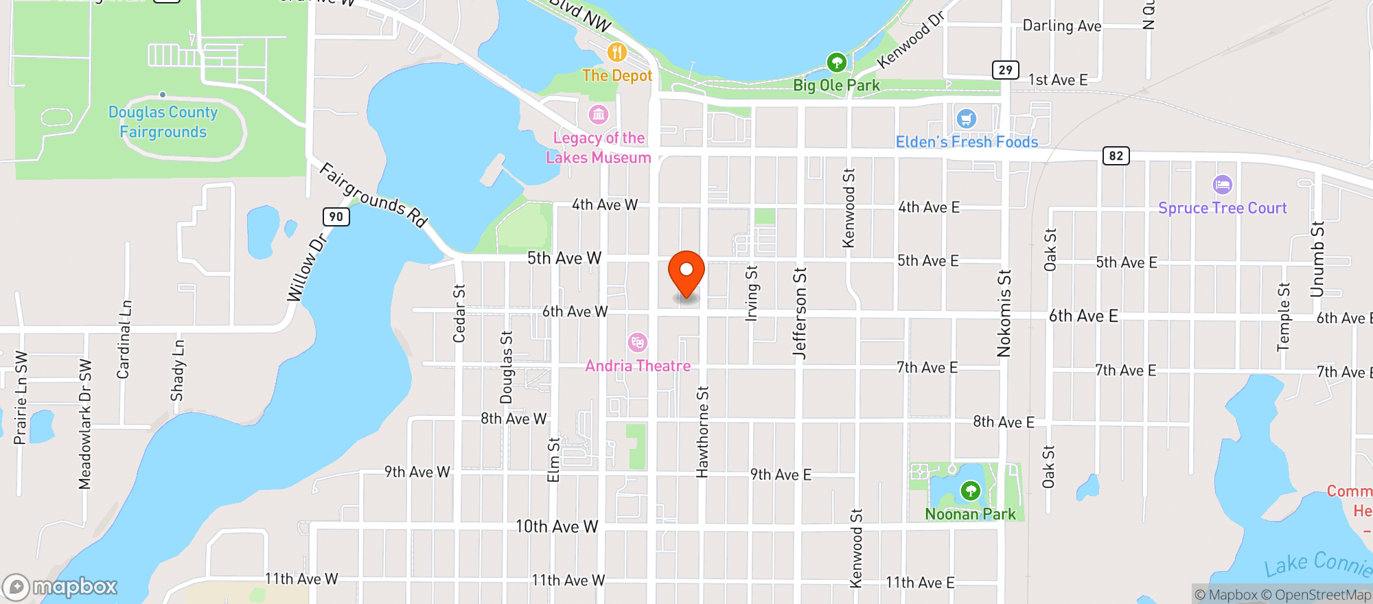 Map showing The Garden Bar on 6th