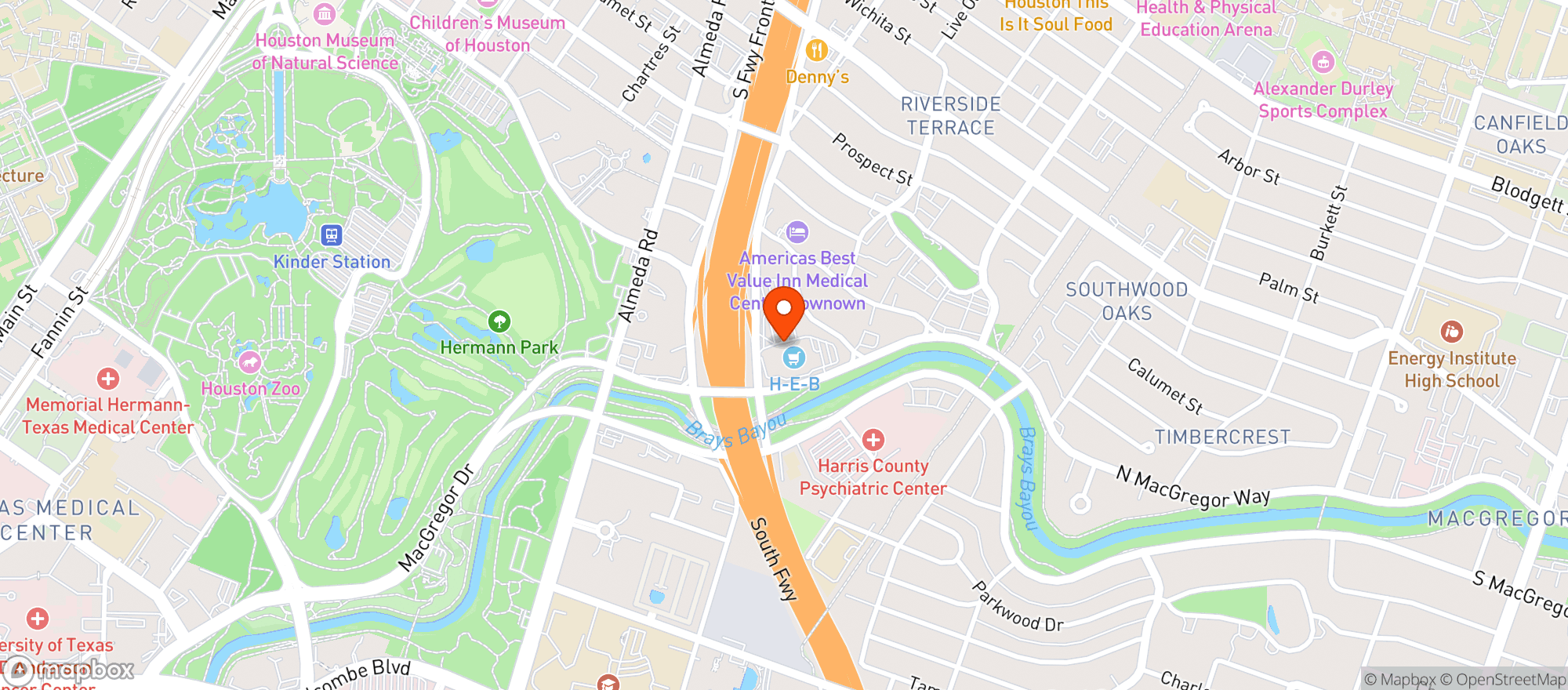 Map showing H-E-B MacGregor Market