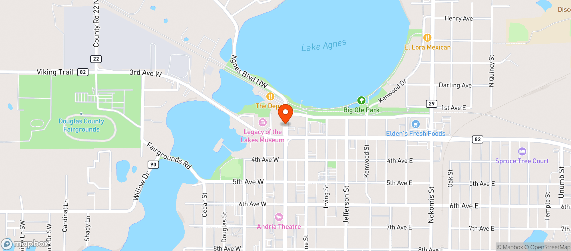 Map showing Downtown Liquor