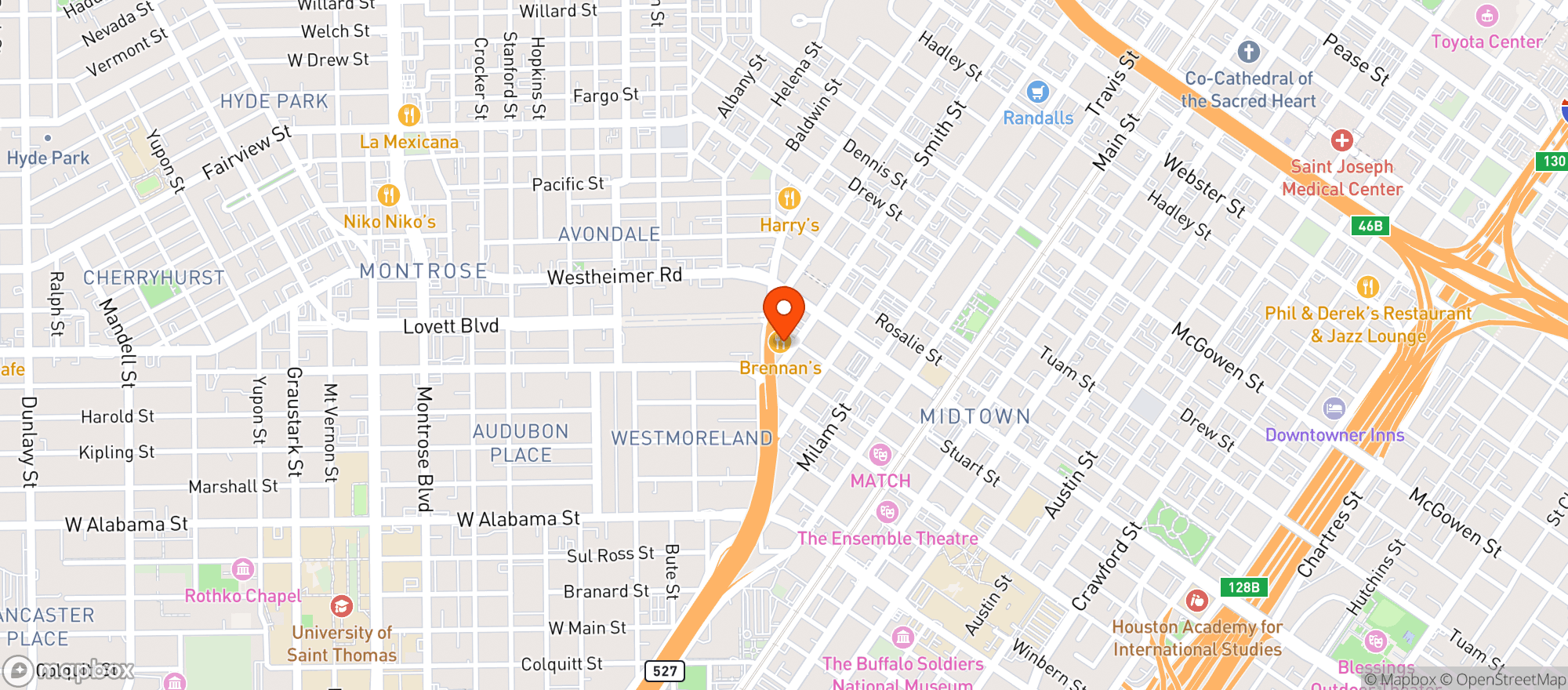 Map showing Brennans