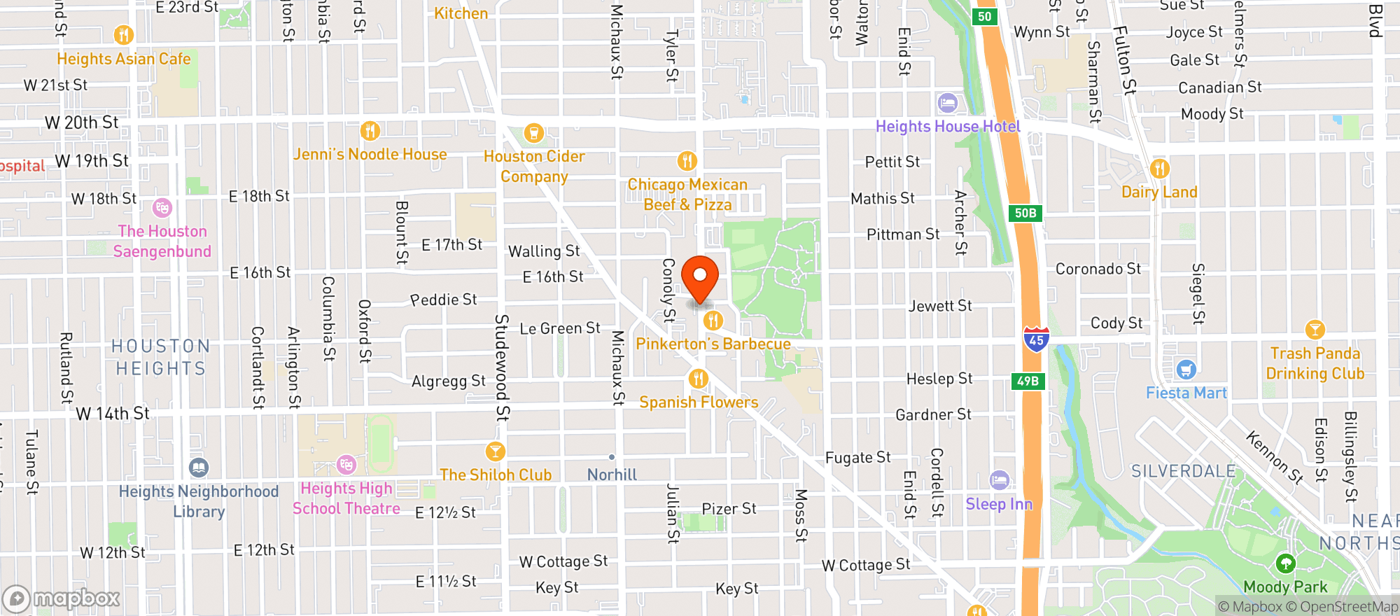 Map showing Teotihuacan Mexican Cafe