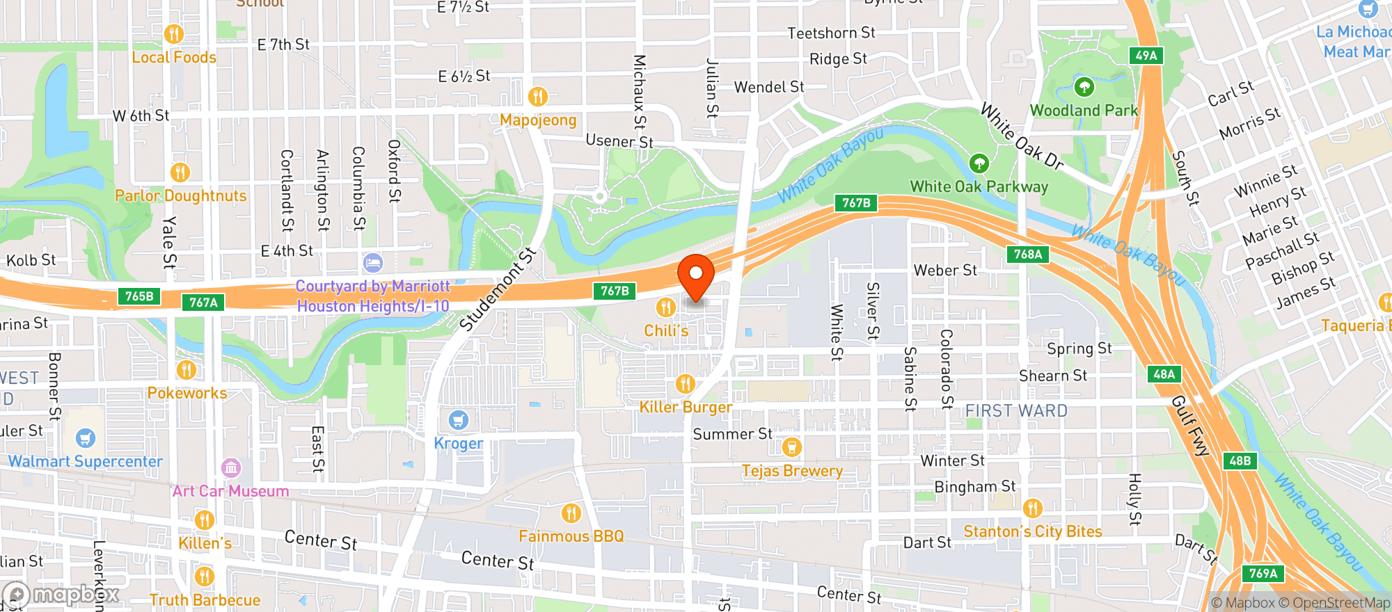 Map showing Vitamin Shoppe - Houston_Sawyer Heights