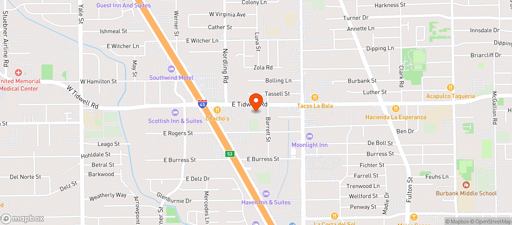 Map showing Green Emporium - Tidwell