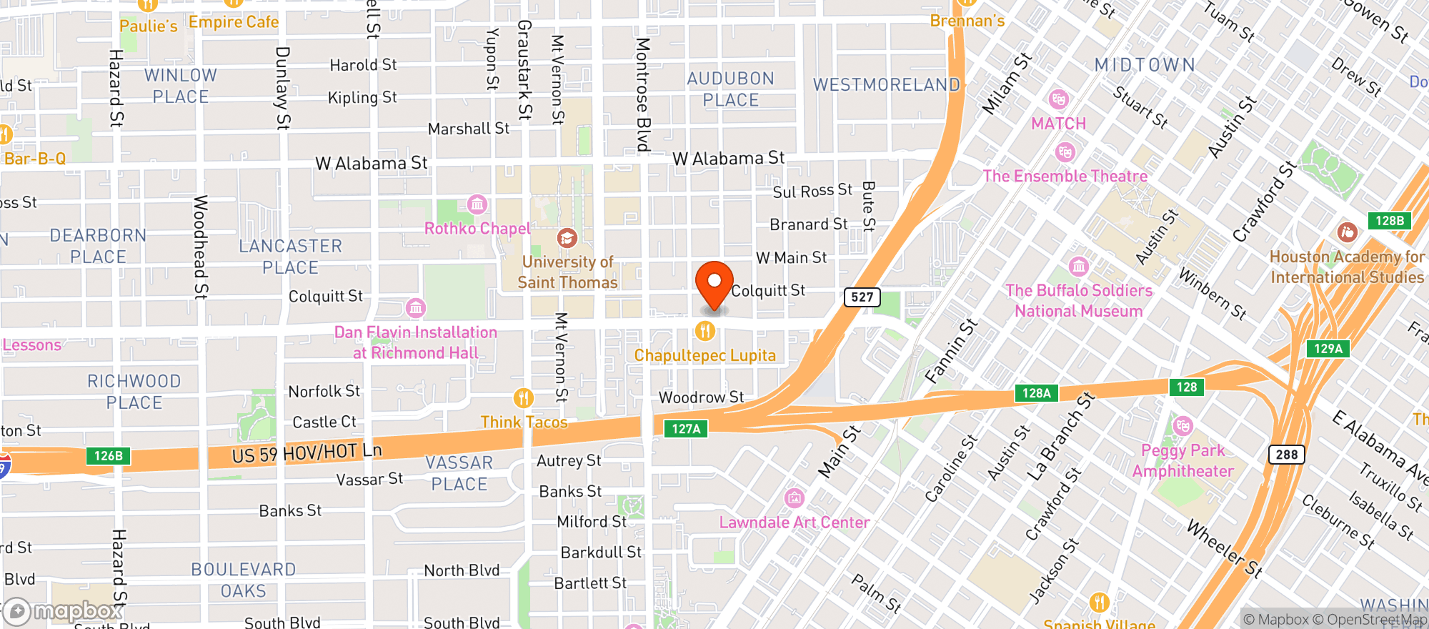 Map showing D & Q Mini Mart