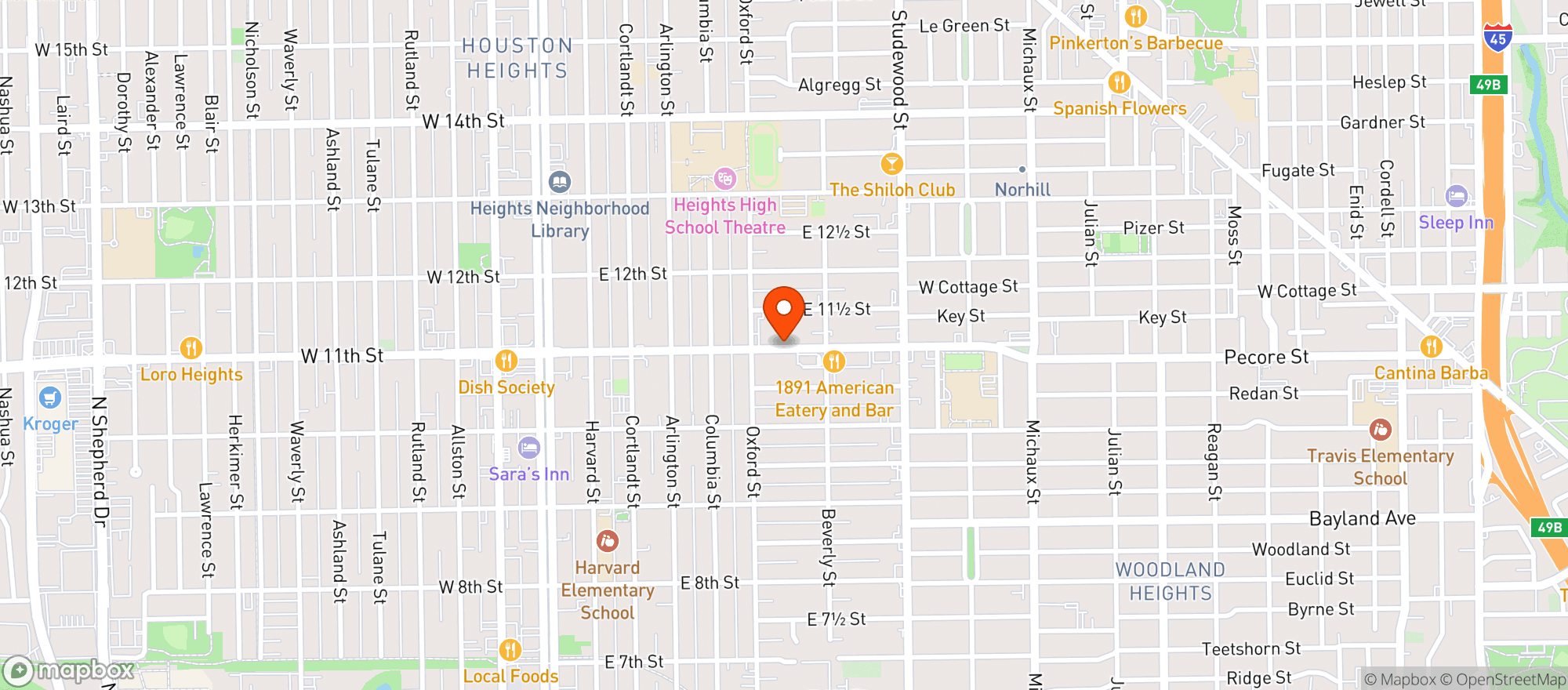 Map showing Heights Liquor