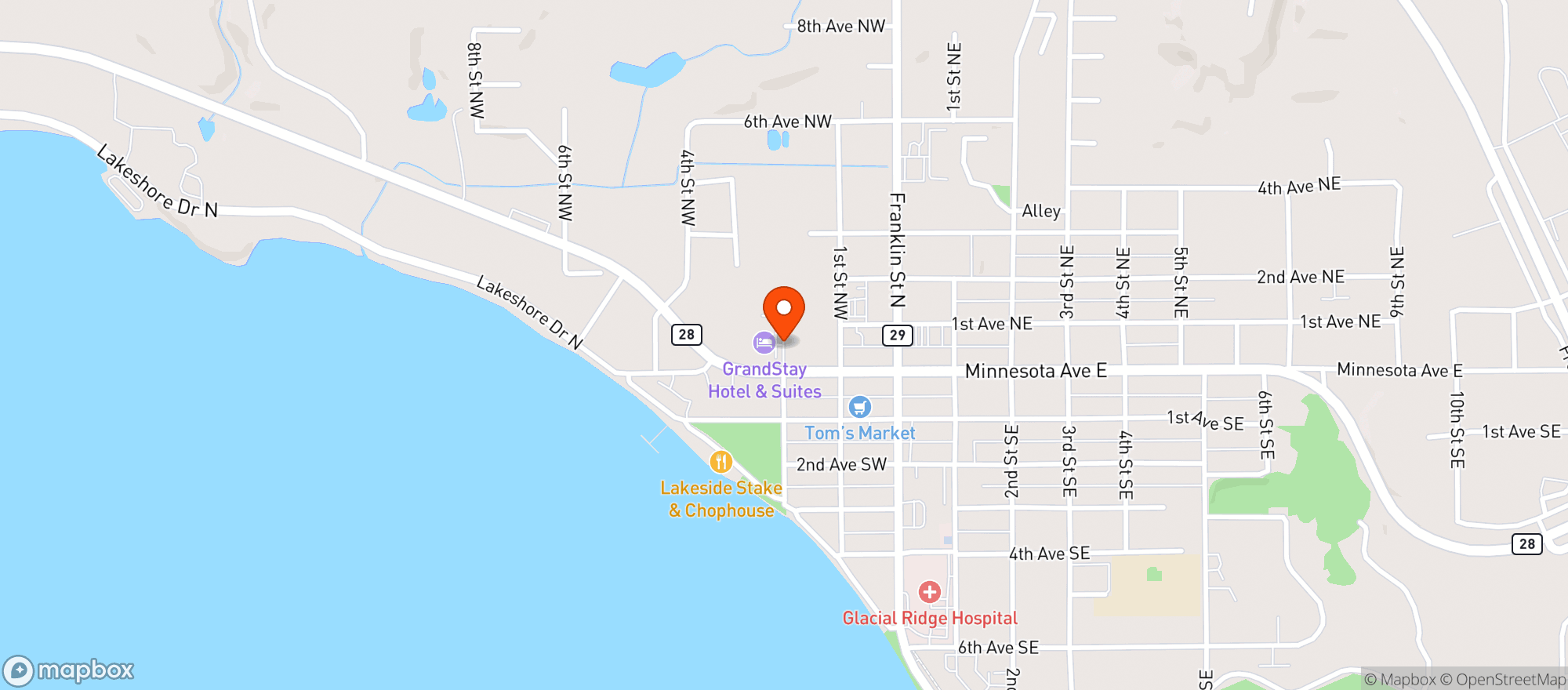 Map showing Glenwood Municiapl Liquor Store