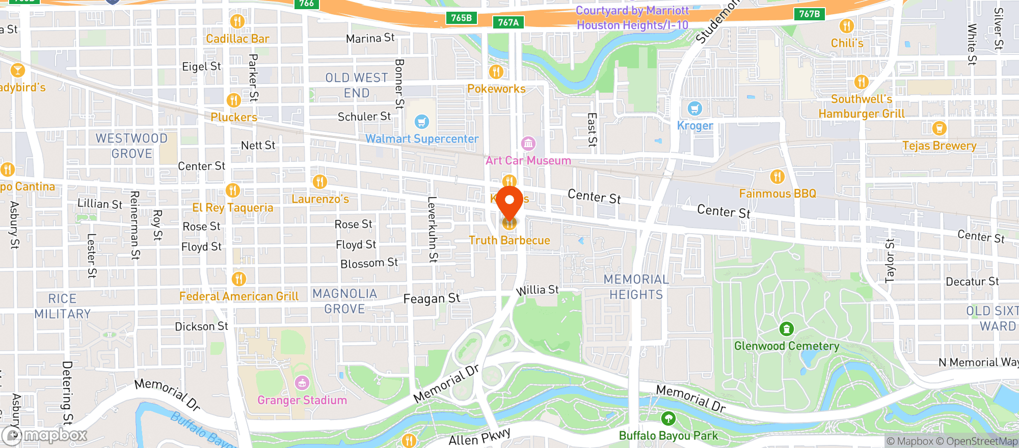 Map showing Truth Barbeque