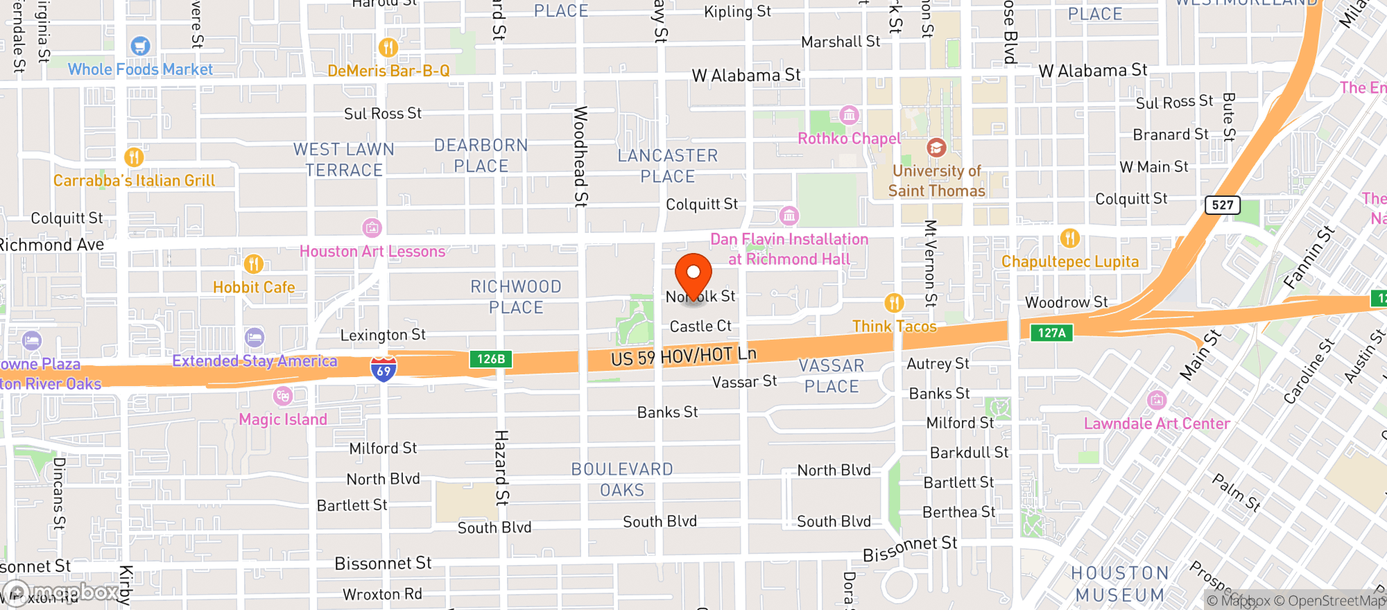 Map showing Via Vandi - Houston
