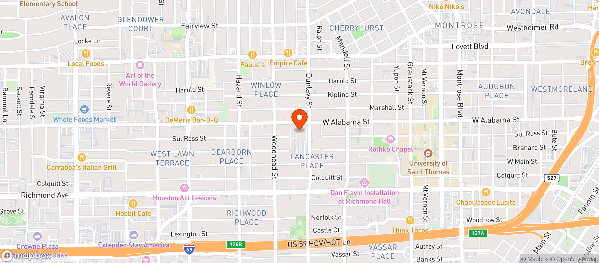 Map showing H-e-b